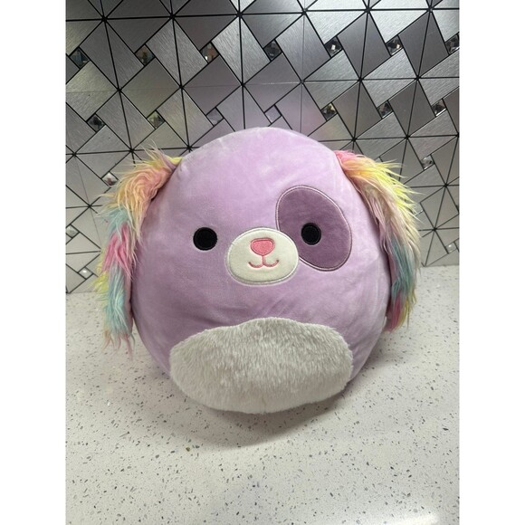 SQUISHMALLOWS Barb The Dog 11" Stuffed Plush Toy Purple Rainbow Puppy Floppy Ear - Picture 1 of 9